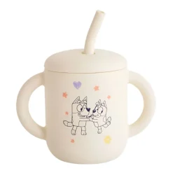 Tableware|Mushie Bluey Silicone Training Cup + Straw