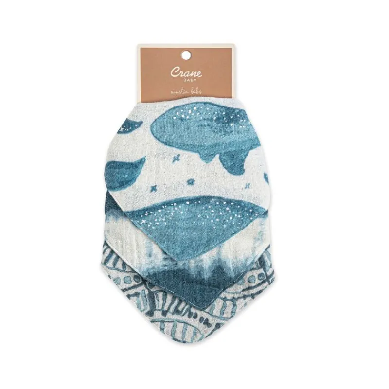 Bibs & Burp Cloths|Crane Muslin Bib Set - 3 Pack