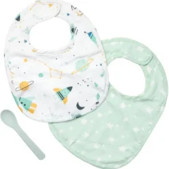 Bibs & Burp Cloths|Stephen Joseph Muslin Bib Set With Matching Spoon