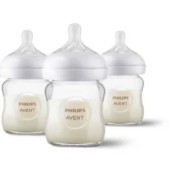 Bottle Feeding|Philips Avent Natural Glass Bottle 4oz - 3 pack